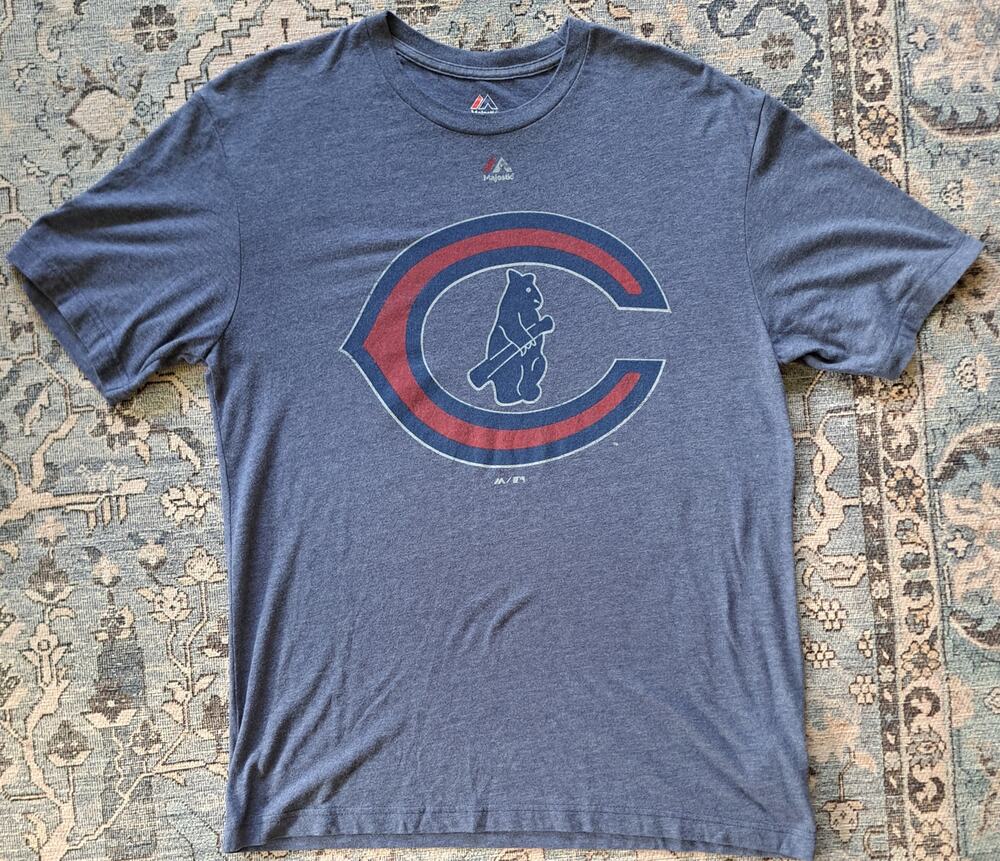Chicago Cubs 1927 Logo Majestic Cooperstown Vintage Collection Vintage Size M